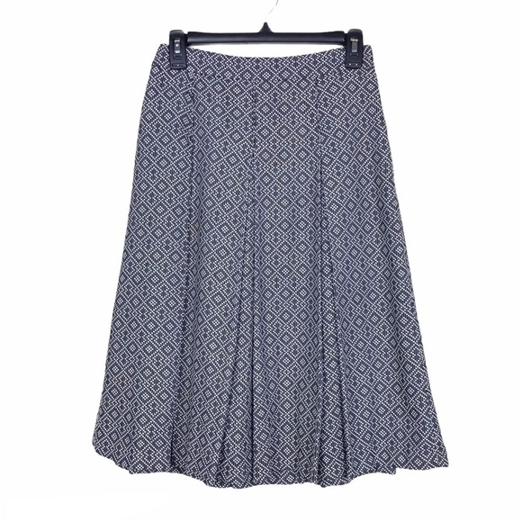 Halogen Geometric Pleated Embroidered Midi Skirt 0 - Picture 1 of 6
